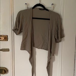 Cropped Linen olive green wrap top